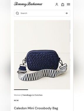 Tommy Bahama Navy Woven Caledon  Mini Crossbody with Patterned Strap